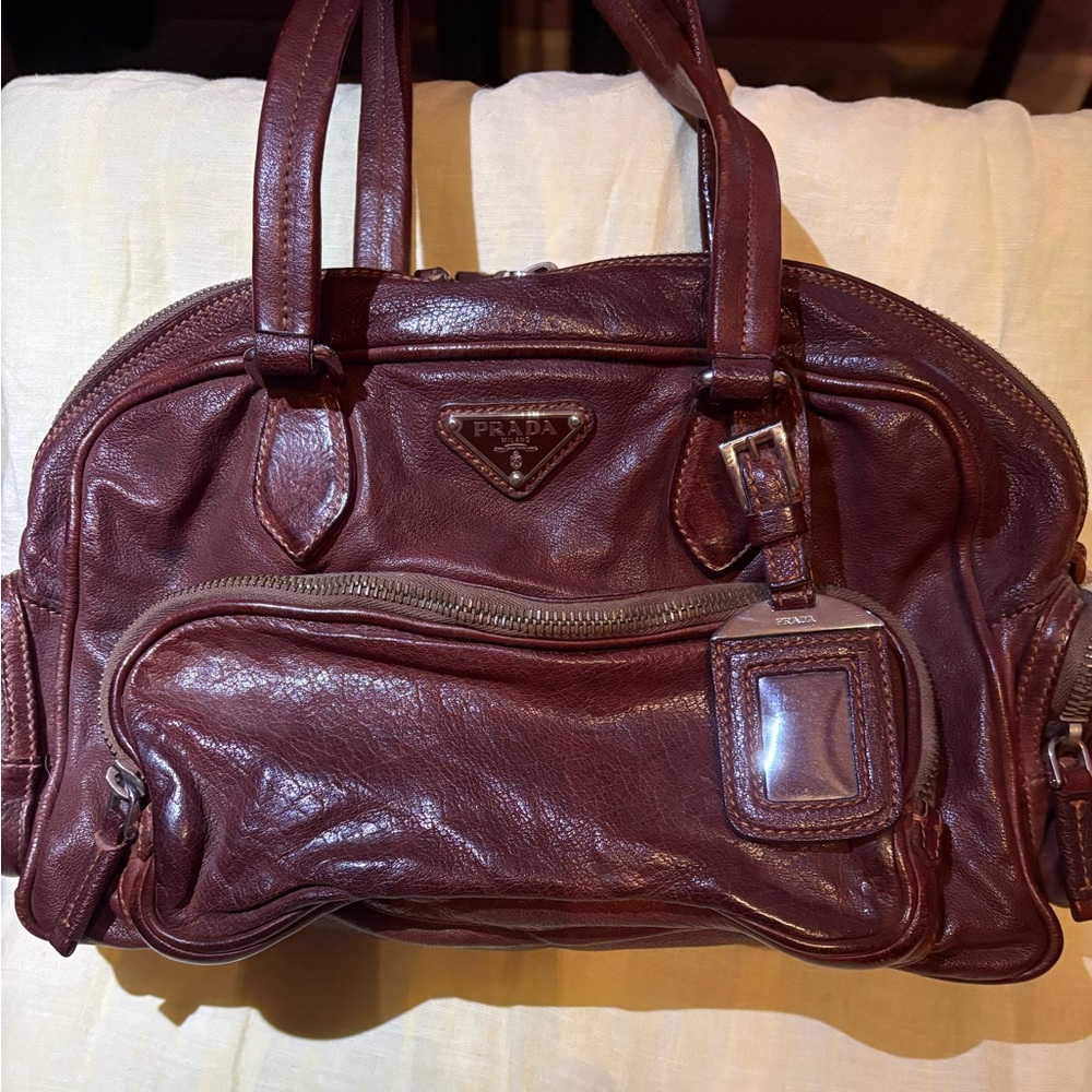 Vintage Prada washed leather handbag
